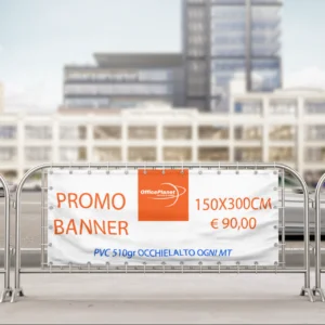 horizontal banner mockup of a barrier banner at a busy street 892 el